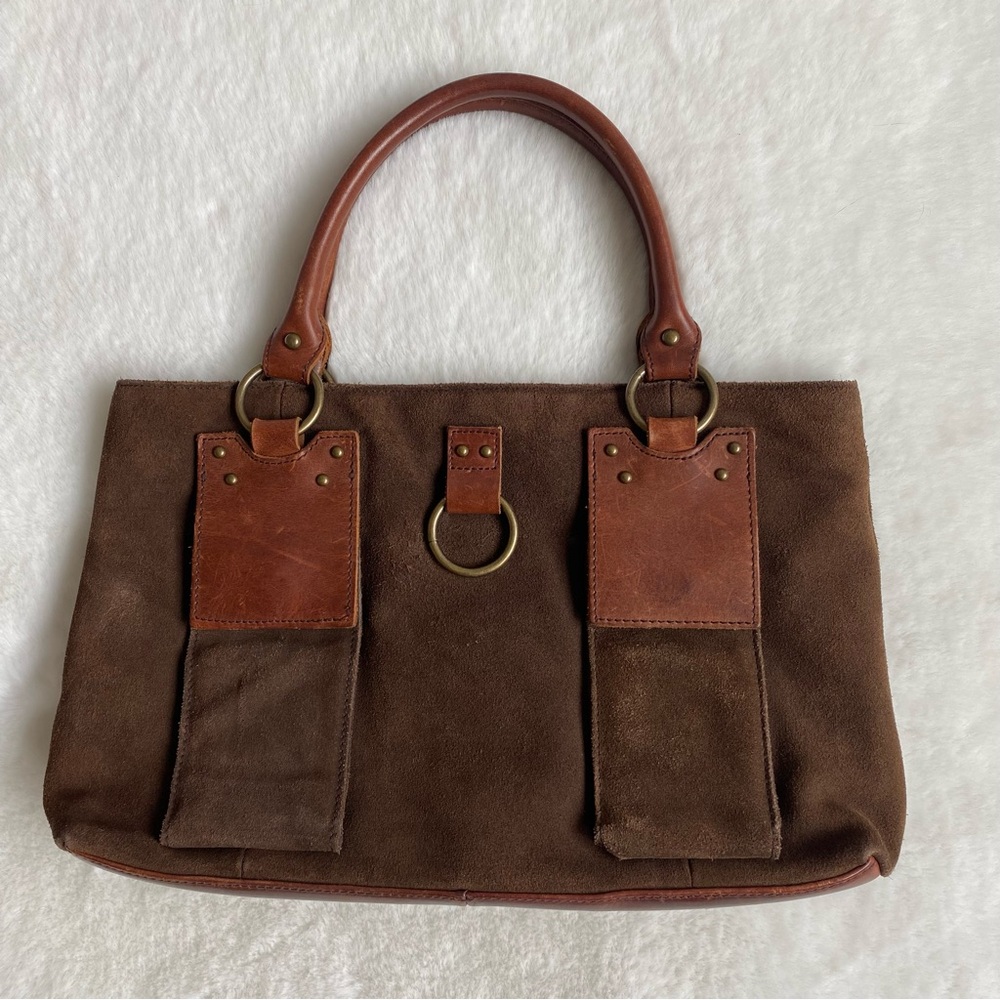 Sundance Chocolate Brown Suede Leather Top Handle Bag